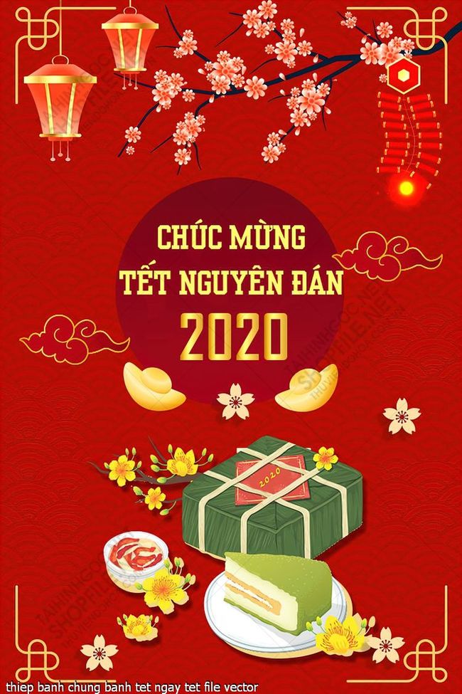 thiep banh chung banh tet ngay tet file vector
